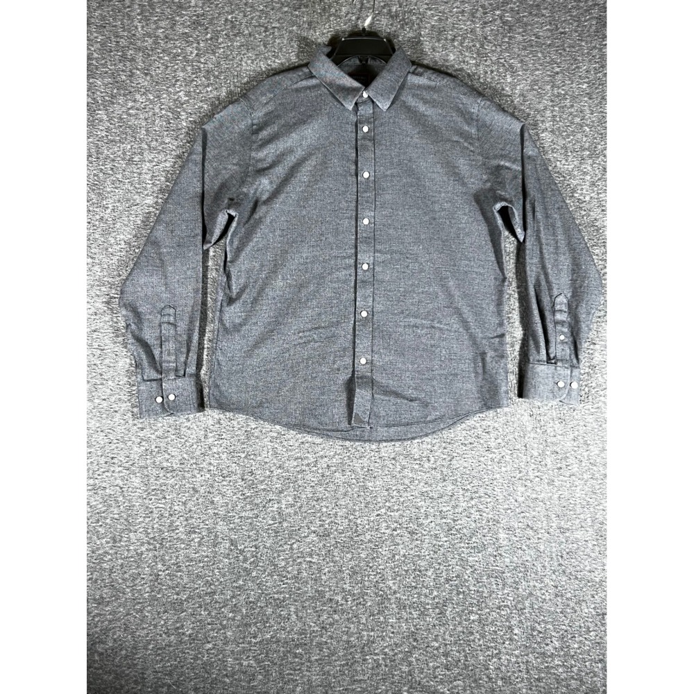 UNTUCKit Mens XL Slim Fit Wrinkle Free Grey Textured Cotton Button Down Shirt